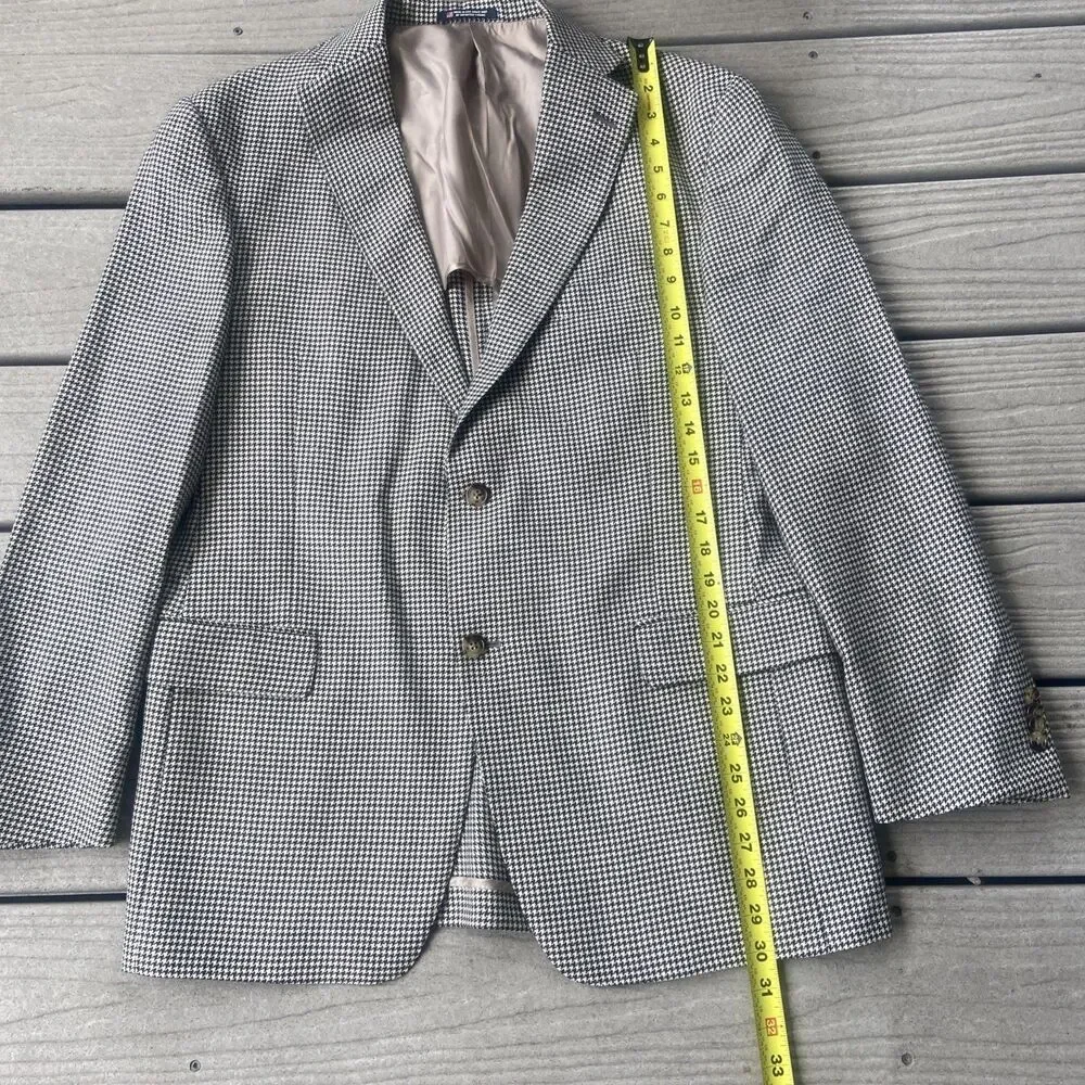 Hart Schaffner Marx Sport Wool Coat Blazer Jacket Houndstooth Mens 42 R Vintage